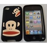 PF the Monkey Silicone Case Black for iPod Touch 4th Generation + Red USB 2.0 Data Sync Cable for iPhone & iPad & iPod Touch & iPod Nano & iPod Classic