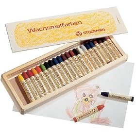 Stockmar Beeswax 24 Stick Crayons in Wooden Storage Case by Stockmar