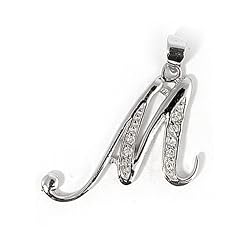 INITIAL PENDANT W/CZ STERLING SILVER .925 Letter M