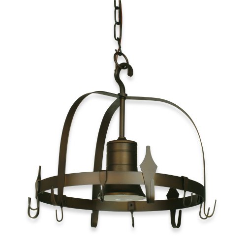 Royce Lighting RF15A/ORB Home Accents Round Metal Pot Rack with Light Oil Rubbed Bronze
