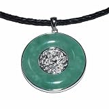 41Ys tU0fkL. SL160  Sterling Silver Round Jade Disc Pendant w/ Dragon Filigree on Braided Leather Cord, 18