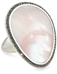 Judith Jack "Kauai" Sterling Silver, Marcasite and Mother of Pearl Ring
