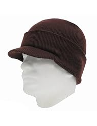 Brown Deluxe Solid Color Wool Feel Visor Beanie Jeep Cap by HDP Jeep Caps Visors/Helmet/Beanies
