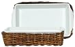 Woven Rattan Rectangle Basket With White Ceramic Casserole Liner 13"L x 7 1/2"W x 3 1/4"H