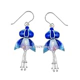Fuchsia Enameled Earrings Sterling Silver Royal Blue