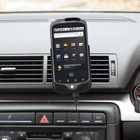 ULTIMATEADDONS Swivel Air Vent Car Kit Mount for Google Nexus One + Car charger with 1.8 metre retractable cable