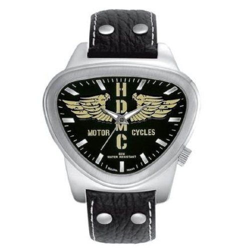 Harley-Davidson Mens Bulova Watch Black Dial and Black Leather Strap Triangular Luminous Hands 76A141 Harley-Davidson Mens Bulova Watch Black Dial and Black Leather Strap Triangular Luminous Hands 76A141