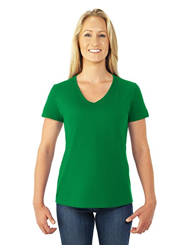 Fruit Of The Loom Heavy Cotton Hd Ladies' V-Neck Tee (Kelly) (M)
