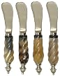 Decorative Pate Knife with Spiral Horn Handle Set of Four