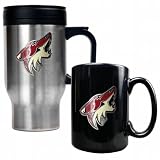NHL Phoenix Coyotes Stainless Steel Travel Mug and Black Ceramic Mug Set (Primary Logo)