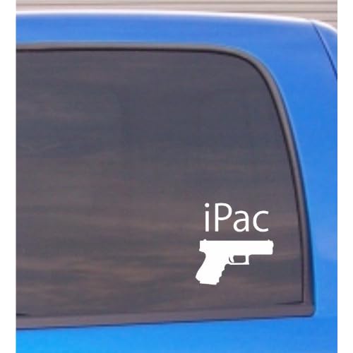 iPac glock gun funny vinyl decal sticker WHITE 17 19 20 21 22 23 24 25 26 27 31 32