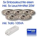 Paulmann NP Halogen Einbauleuchte Set, 5 x 20W, GU5,3 schwenkbar, Eisen geb�rstet