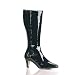 DIVINE 3 Inch Block Heel Knee Boot, Side Zip Black Patent Pleaser