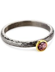 GURHAN "Skittle" Silver with High Karat Gold Accents Pink Topaz Ring, Size 7