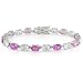 21 1/5ct Pink Sapphire, White Topaz Silver Bracelet. Measuring 8". Lobster Clasp