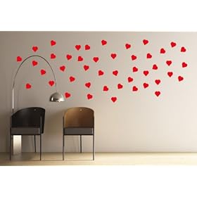 45 Love Hearts ( Butterflies Flying Animal Flowers ) Wall Art Vinyl Stickers, Living Room, Office, Bedroom, Living Room, Bedroom, Office, Sizes and Colours Available, Apply in 5 minutes, Easy Peel - - PLEASE CHOOSE YOUR COLOUR USING DROP DOWN MENU - - - 30mm x 30mm Red
