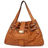 SARA- Italian Leather Double-belted Shopper Tote, Honey Cognac