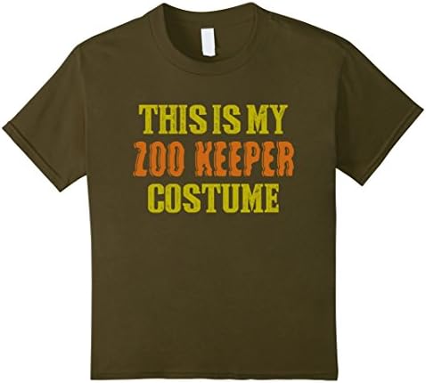 Kids Halloween Shirt - This is My Zoo Keeper Costume 12 Olive