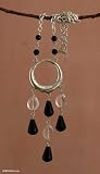 Quartz and onyx necklace, 'Night Lights'
