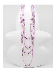 Purple Seed Bead Necklace In Zinc
