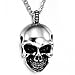 KONOV Mens Gothic Skull Stainless Steel Pendant Necklace, Silver Black, 24 inch Chain