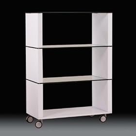 DM-W223B 47 Inch Castered Glass Shelf Bookcase