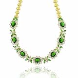 Estate Vermeil (24K Gold over Sterling Silver) Simulated Diamond Emerald cz Stone Necklace 16""
