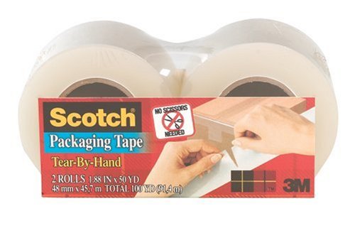 Scotch&reg; Tear-By-Hand Tape 3842-2, 1.88 Inches x 50 Yards, 2-Pack