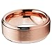 Tungsten Wedding Band Ring 8mm for Men Women Comfort Fit 18K Rose Gold Plated Beveled Edge Brushed Polished Lifetime Guarantee