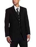 Tommy Hilfiger Mens 2 Button Side Vent Trim Fit 100% Wool Suit Separate Coat, Black Solid, 44R