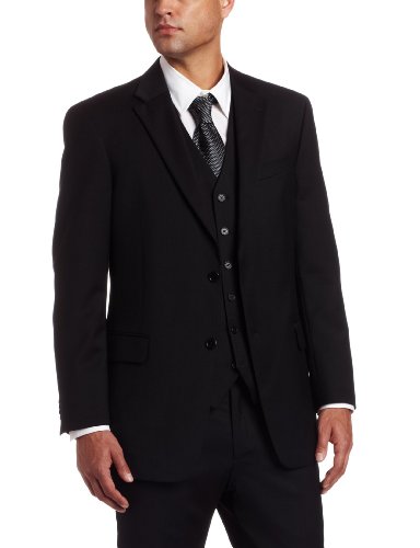 2 Button Tommy Hilfiger Black Men Fitted Suit  