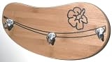 Painted Surfboard-Shaped Coat Rack w/ 3 Hooks