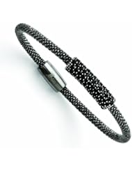 Leslies Sterling Silver & Ruthenium Plated Black Cz With Magnetic Clasp Bracelet