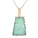 MJARTORIA Gold Color Bezel Raw Natural Stone Healing Power Green Quartz Pendant Druzy Necklace