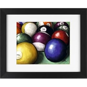 Pool Balls - Game Room Billiards & Pool Balls Cue Stick Framed Art Print
