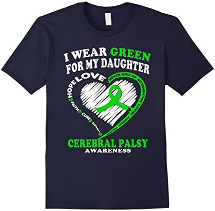 Men's Cerebral Palsy Shirt - I Wear Green For My Daughter Large Navy