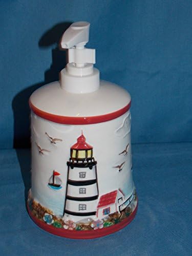 NEW CERAMIC NAUTICAL TROPICAL THEME LIGHTHOUSE KITCHEN SOAP DISPENSER HOLDERs