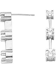 14K White Gold Three-Stone Diamond Earrings - 2.00 Ct. -- LIFETIME WARRANTY