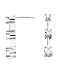 14K White Gold Three-Stone Diamond Earrings - 1.00 Ct. -- LIFETIME WARRANTY