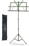 Portable Dark Green Folding Sheet Music Stand with Carrying Bag