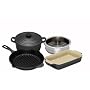 Le Creuset Cast Iron, Steamer and Stoneware Gift Set, 4 Piece, Granite