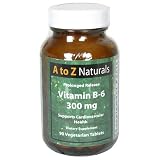 A to Z Naturals Vitamin B- 6, 300 mg, Vegetarian Tablets, 90 tablets