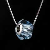 Sapphire Blue Crystal Charm Silver Necklace Used Swarovski Crystals