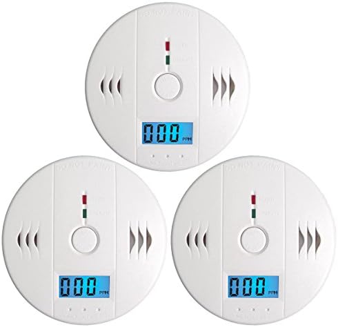 Koododo® 3 Pack Carbon Monoxide Detector White with Digital LCD Display Voice Warning with Retail Package
