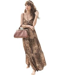 Leopard Print Summer Vintage Evening Dress/Party Dress/Maxi Dress 