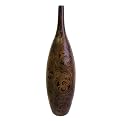 Ceramic Stem Vase With Swirl Pattern - Brown / Tan