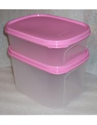 Tupperware Modular Mates Mini Rectangle #1 and #2, Pink Seals