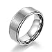 8mm Matte Raised Center Titanium Engagement Wedding Bands with High Polish Step Edges White Couple Rings Mens Womens Tungsten Bands, Christmas Gift for Boyfriend/girlfriend, Matching Wide Rings with Grooves, Tail Ring Thumb Ring(10)