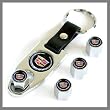 Cadillac Silver Logo Tire Valve Caps with Wrench Key Chain
