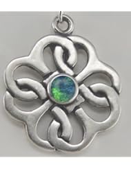 Lovely Celtic Knot Flower Pendant in Sterling Silver with Genuine Opal Triplet ...Made in America